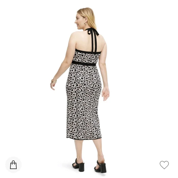 NWT Women's Halter Tie Neck Neutral Poppy Sweaterknit Midi Dress -DVF for Target - Picture 9 of 10